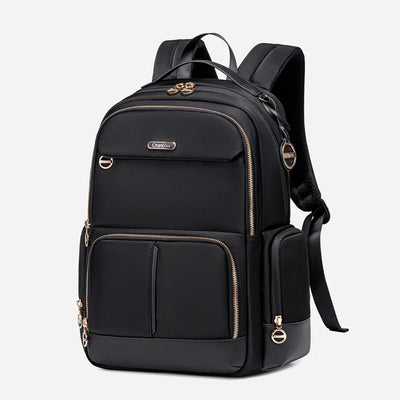 Chantria CB00786 Premium Women's Laptop Backpack - Elegant Water-Repellent Business Bag with Gold Hardware
