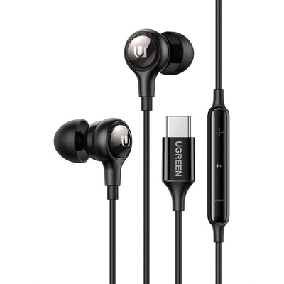 UGREEN Type-C Wired Earphones with Mic & In-line Control - Hi-Fi Stereo In-Ear Headphones for iPhone 15/16, iPad Pro, & Android Devices - Black
