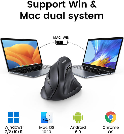 UGREEN MU008 Natural Ergonomic Wireless Mouse - Dual Mode Bluetooth & 2.4G