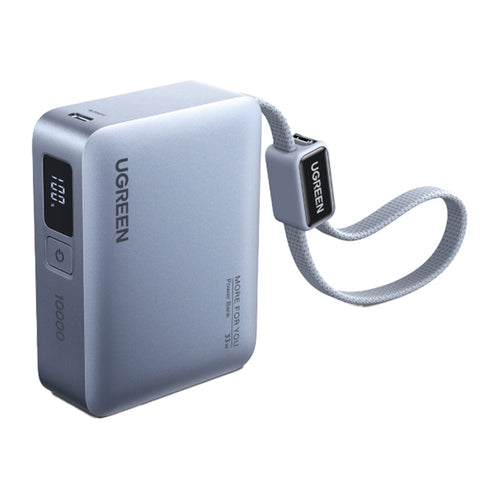 Ugreen 10,000mAh Power Bank, USB + USB-C, 33W, Built-in cable PB584