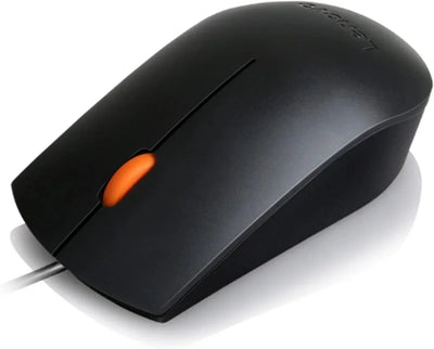 Lenovo 300 Wired USB Mouse – Black, Comfortable & Reliable