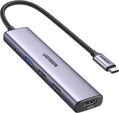 موزع يوجرين ريفودوك ٥ في ١ USB-C مع منفذ HDMI بدقة ٤K، وقوة توصيل ١٠٠ واط (١٥٤٩٥) 