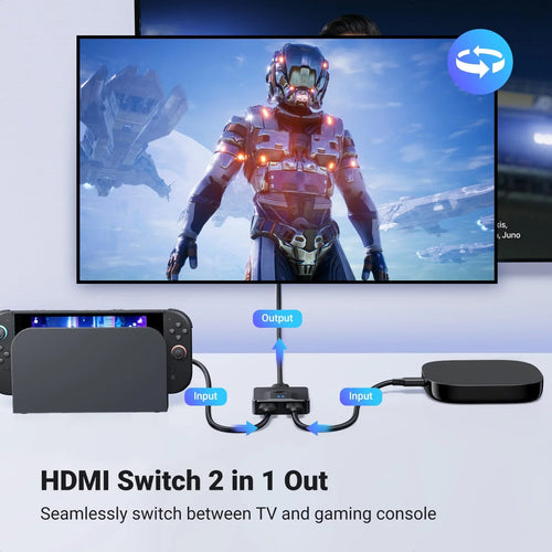 محول HDMI ثنائي الاتجاه من UGREEN 50966، يدعم مدخلين ومخرج واحد، بدقة 4K بمعدل 60 هرتز