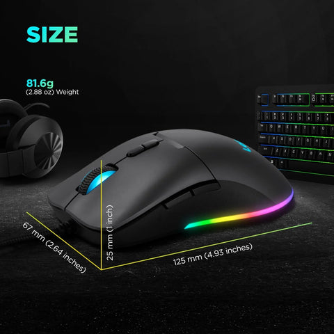 Lenovo Legion M210 RGB Gaming Wired USB Mouse, Ambidextrous, 7-Buttons, Upto 8000 DPI, RGB Backlight
