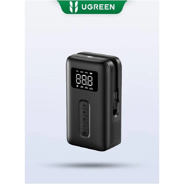 UGREEN Portable Tire Inflator – Cordless Air Compressor with Battery & LED Light – Black