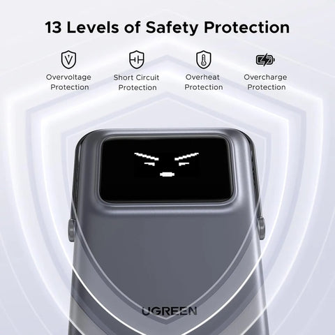 باور بانك لاسلكي مغناطيسي UGREEN Uno بسعة 10000 مللي أمبير وقوة 20 واط، موديل 45327 – متوافق مع MagSafe