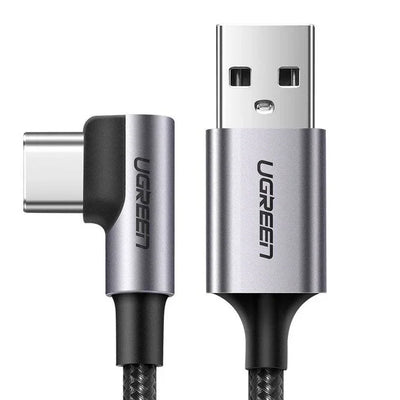 كابل مضفر UGREEN 100 واط 5 أمبير USB-C إلى USB-C بطول 1 متر باللون الرمادي