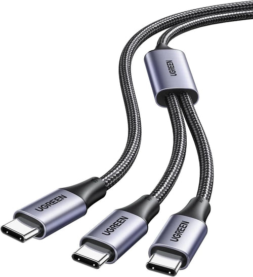 UGREEN 2-in-1 USB-C to Dual USB-C Cable 1.5M - 100W PD 3.0 Fast Charging Braided Cord