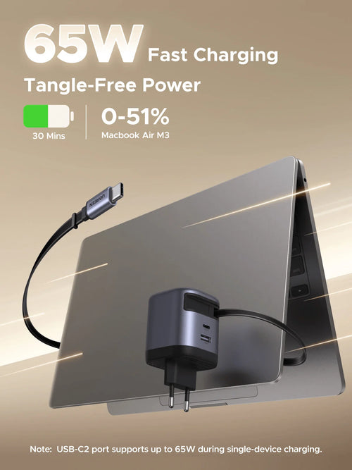 UGREEN Nexode 65W Charger with Retractable USB-C Cable